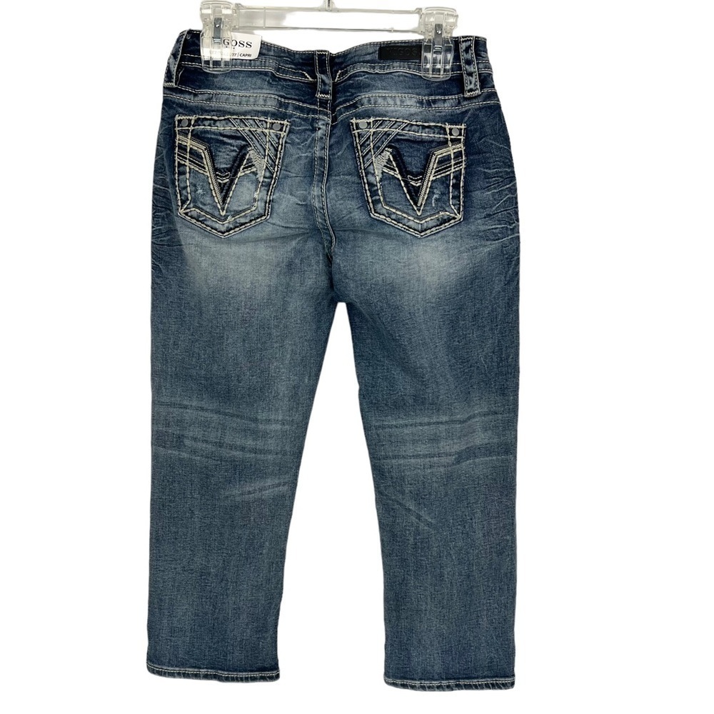 NWT VIGOSS HERITAGE FIT Women’s Blue Jean Capris Sz 4 Distressed Stretch Pockets - Picture 3 of 13